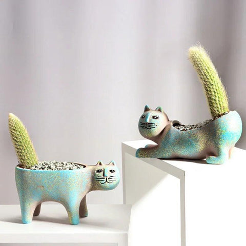 Cute Cat Plant Vase Dose Living