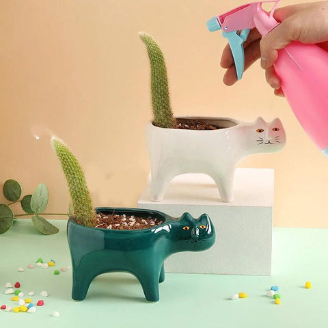 Cute Cat Garden Flower Pot Dose Living