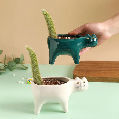 Cute Cat Garden Flower Pot Dose Living