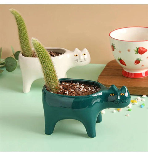 Cute Cat Garden Flower Pot Dose Living