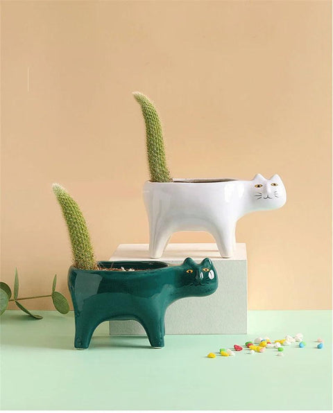 Cute Cat Garden Flower Pot Dose Living