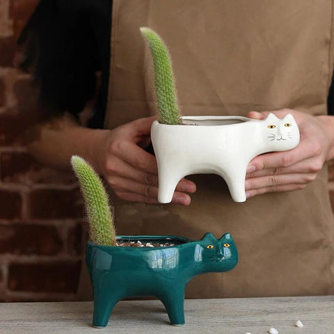 Cute Cat Garden Flower Pot Dose Living